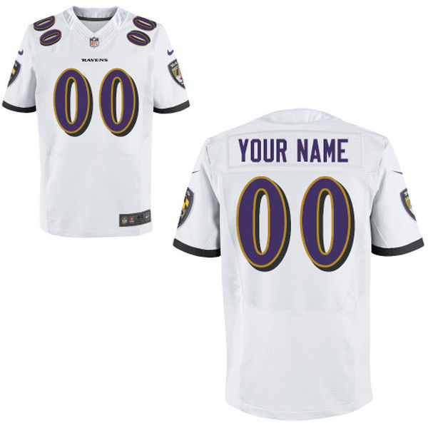 Nike Baltimore Ravens Customized White Stitched Elite Men's NFL Jersey